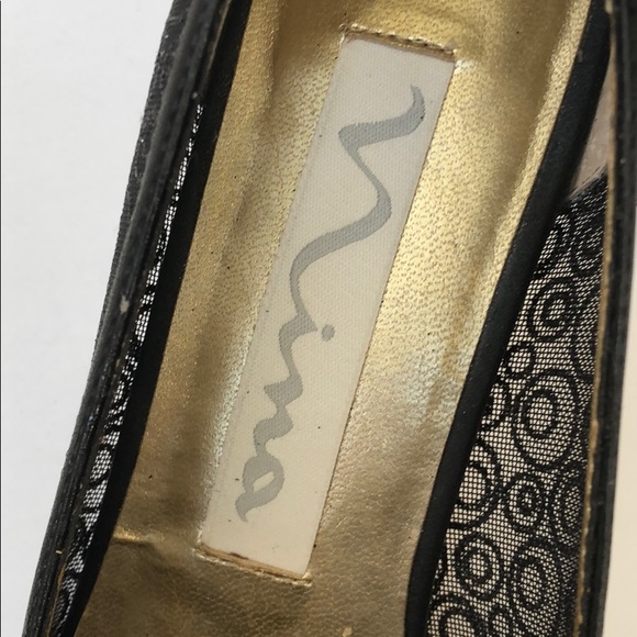 NWOB Nina Evening Shoes color black w glitter. 7M - Picture 4 of 8